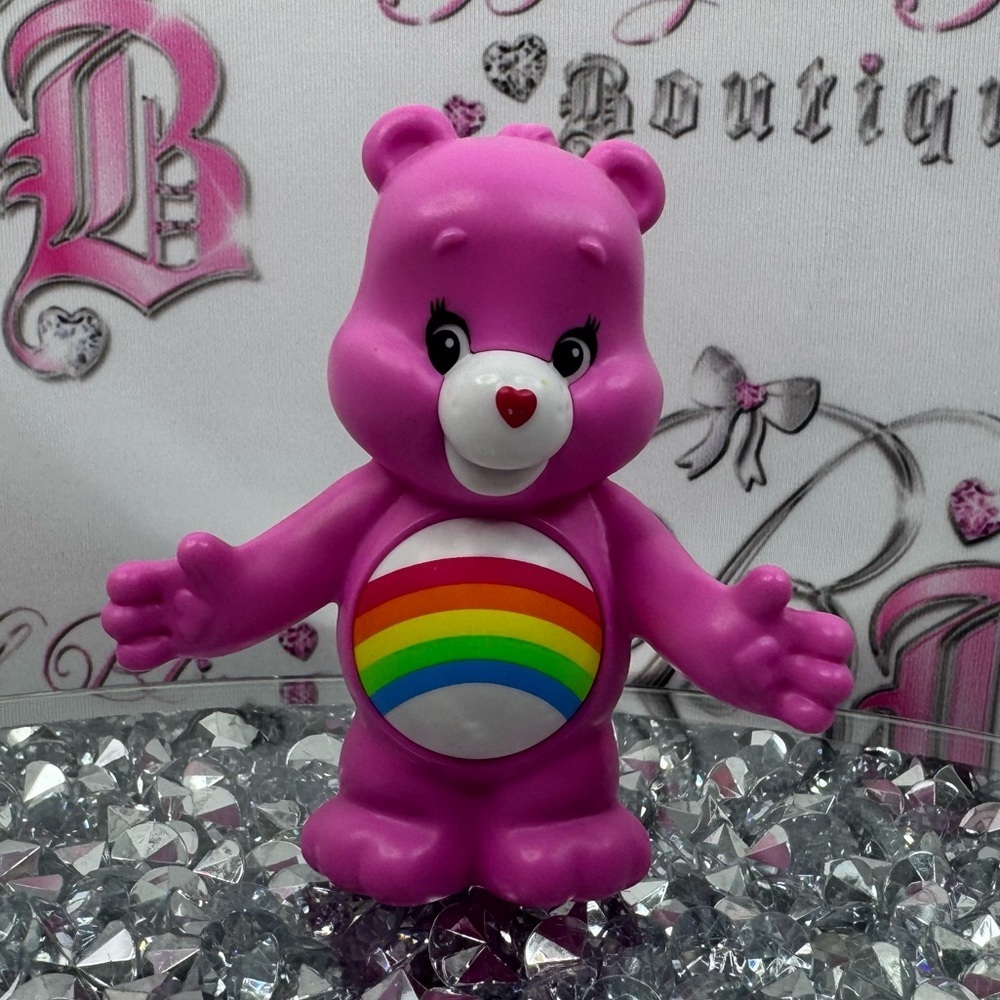Care bear action figure mini toy Burger King Pink Bear Toy with Rainbow Belly